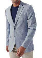 Men's Pure Cotton Linen Jacket Blue SkinOutfit